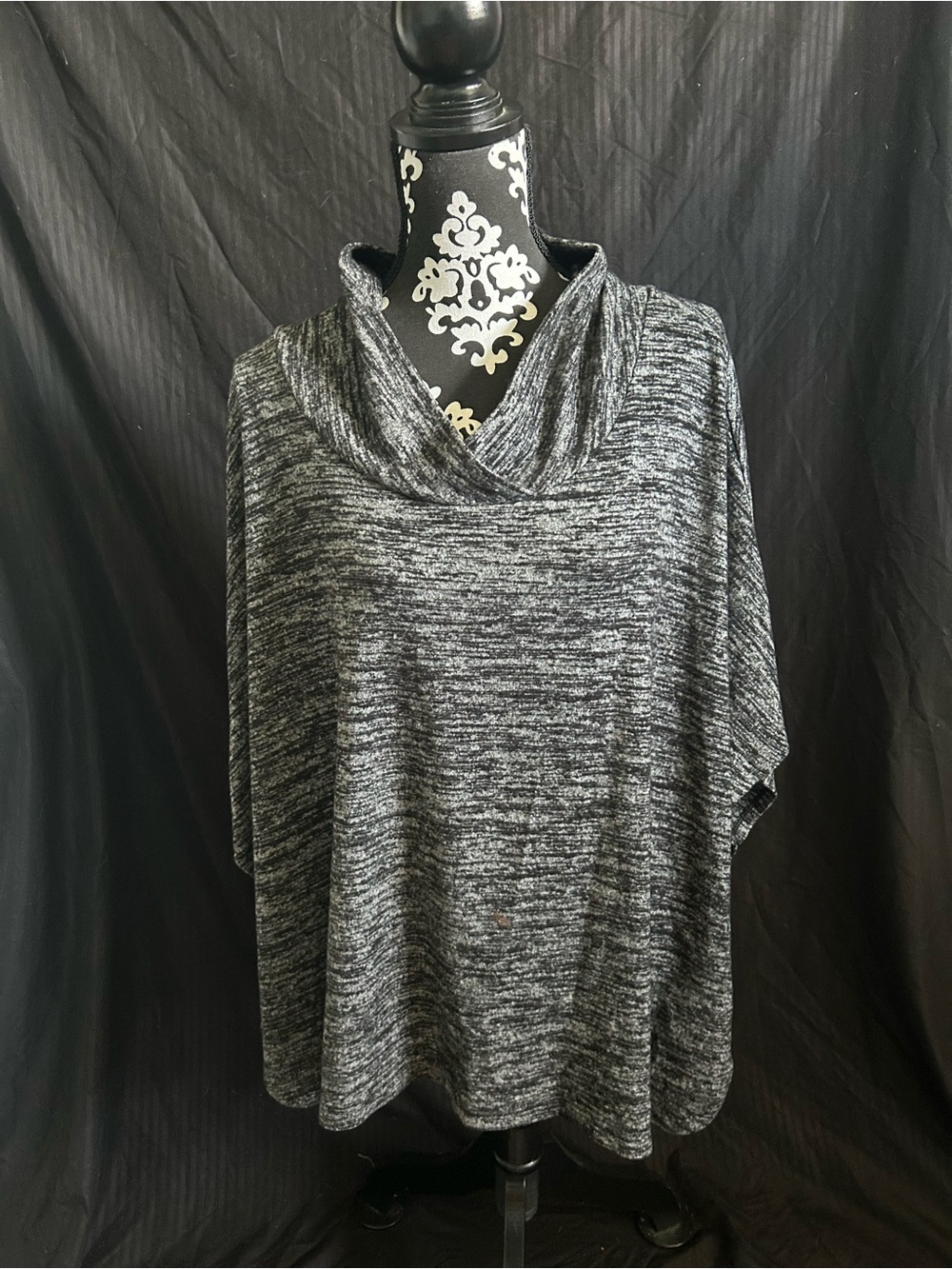 Soma Gray Marled Cowl Neck Sweater Poncho